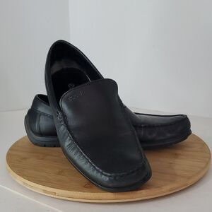 Ecco Men's Classic Black Leather Slip-Ons EU 42 Extra Width